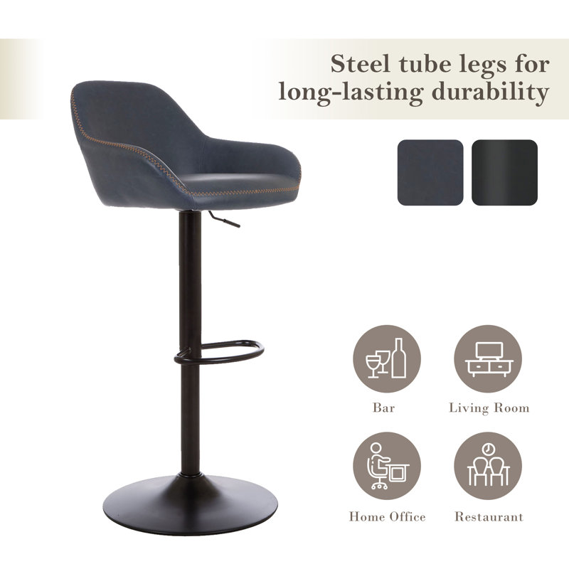 Mistana™ Thibodeaux Swivel Adjustable Height Bar Stool & Reviews Wayfair